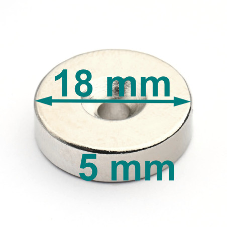 D18 x d7,2/3,6 x 5 / N42 - Neodym Magnet (NdFeB)