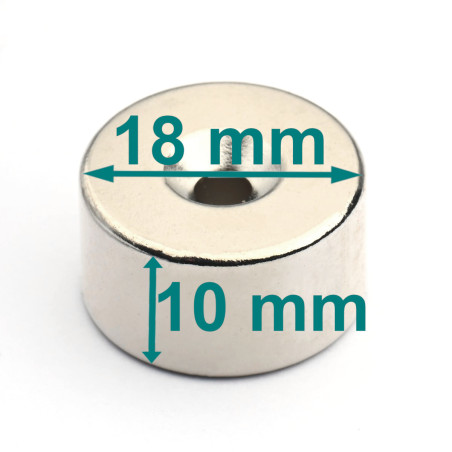 D18 x d7,2/3,6 x 10 / N42 - Magnete al neodimio (NdFeB)