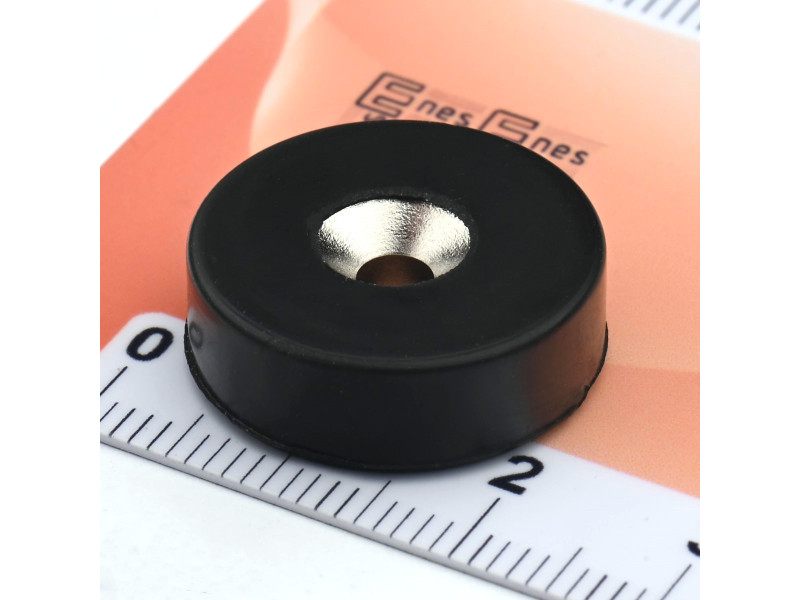 D19,5 x d7,2/3,6 x 6,5 / N42 - Neodymmagnet (NdFeB) i gummi