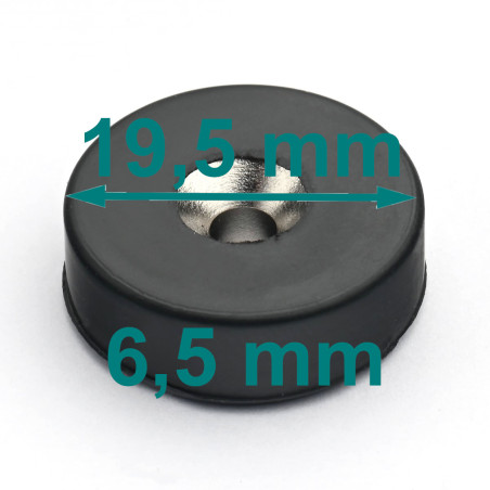 D19,5 x d7,2/3,6 x 6,5 / N42 - Neodymium magnet (NdFeB) in rubber