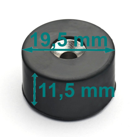 D19,5 x d7,2/3,6 x 11,5 / N42 - Neodymium magnet (NdFeB) in rubber