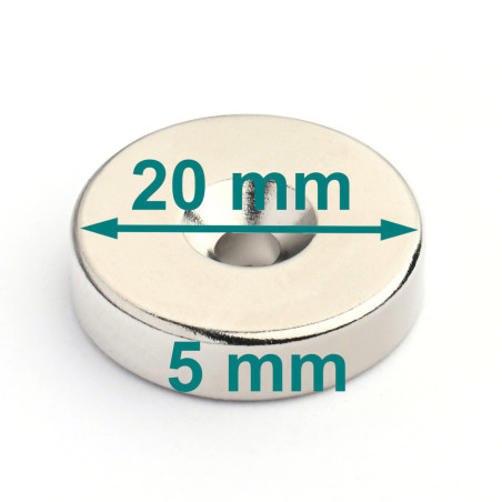 D20 x d7,2/3,6 x 5 / N42 - Neodym Magnet (NdFeB)