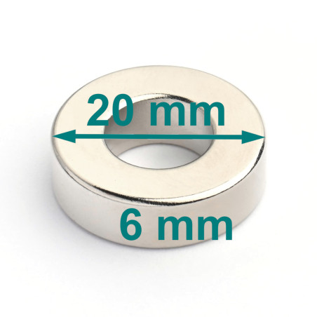 D20 x d10 x 6 / N38 - Neodym Magnet (NdFeB)