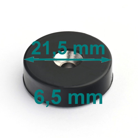 D21,5 x d7,2/3,6 x 6,5 / N42 - Neodymium magnet (NdFeB) in rubber