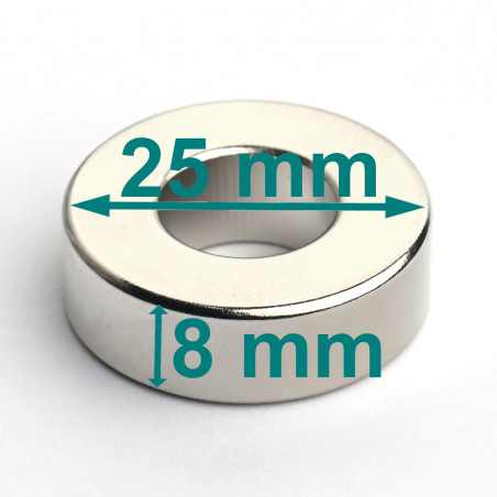 D25 x d12 x 8 / N38 - Neodymový magnet (NdFeB)