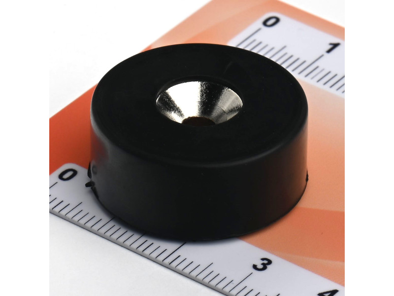 D26,5 x d10,5/4,3 x 11,5 / N42 - Neodymmagnet (NdFeB) i gummi