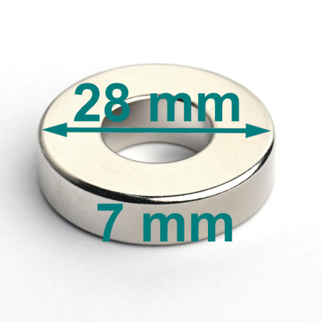 D28 x d13 x 7 / N40 - Neodym Magnet (NdFeB)