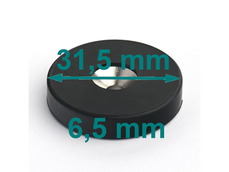 neodymmagnetskive med gummiert neodymium og forsenket hull