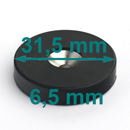 D31,5 x d10,5/4,3 x 6,5 / N42 - Neodymium magnet (NdFeB) in rubber