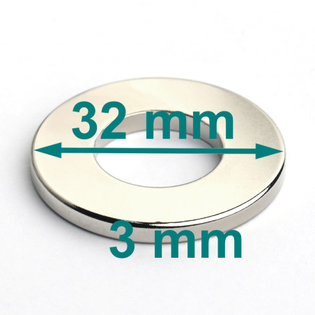 D32 x d16 x 3 / N38 - magnet de neodim (NdFeB)