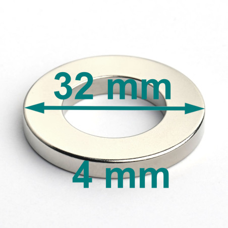 D32 x d18 x 4 / N38 - Neodym Magnet (NdFeB)