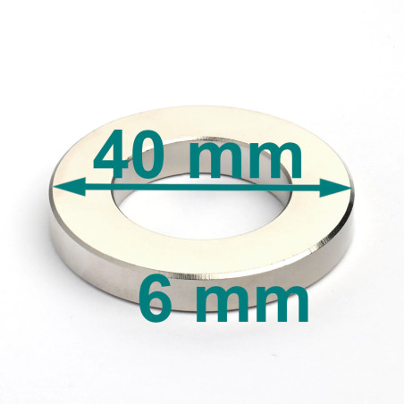 D40 x d23 x 6 / N38 - Neodymový magnet (NdFeB)