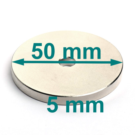 D50 x d7 x 5 / N38H - Neodym Magnet (NdFeB)