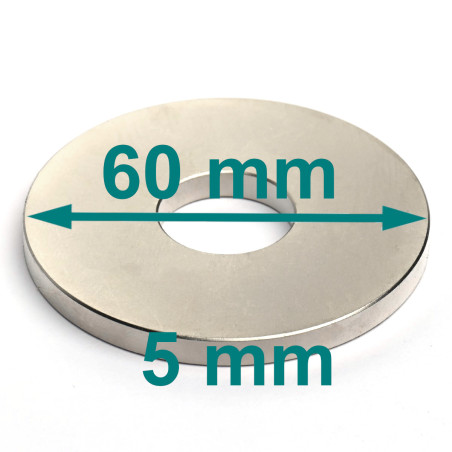 D60 x d20 x 5 / N38 - Neodymium magnet (NdFeB)