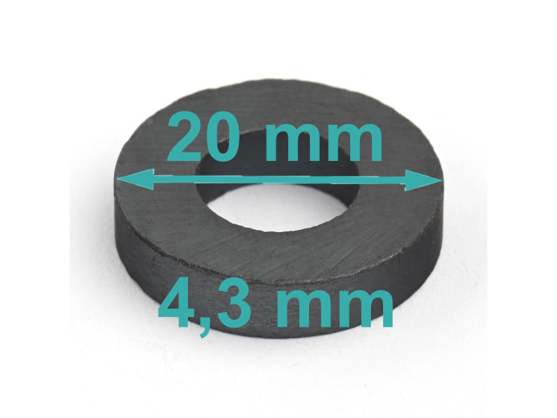 D20 x d10 x 4,3 / F30 - ferrit mágnes