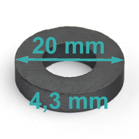 D20 x d10 x 4,3 / F30 - феритен магнит