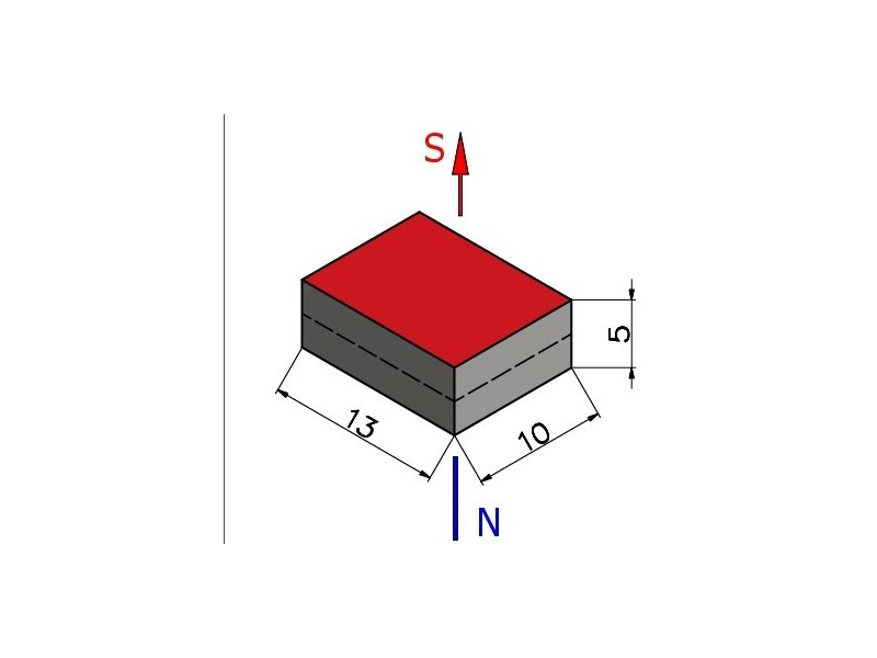 13 x 10 x 5 / N35 - Neodimov magnet (NdFeB)