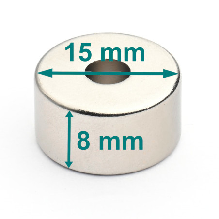 D15 x d4,55 x 8 / N38 - Neodymium magnet (NdFeB)