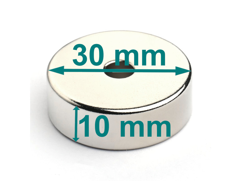 D30 x d6 x 10 / N38 - Neodímium mágnes (NdFeB)