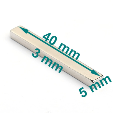 40 x 5 x 3 / N38SH - magnet de neodim (NdFeB)