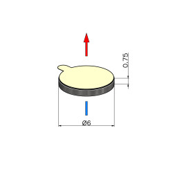 D6 x 0,75 / N38 - itsekiinnittyvät magneetit