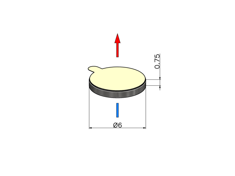 D6 x 0,75 / N38 - selvklebende magneter