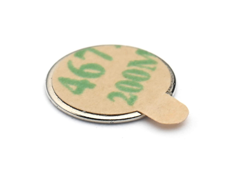 D10 x 0,6 / N38 - Neodymmagnet (NdFeB) / selvklebende, med tape 3M 467MP