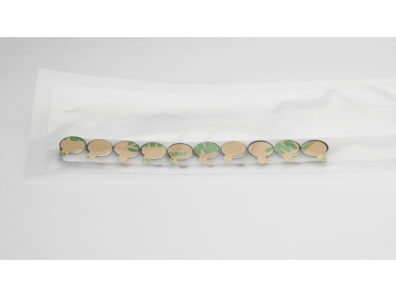 D10 x 0,6 / N38 - Neodymmagnet (NdFeB) / selvklebende, med tape 3M 467MP