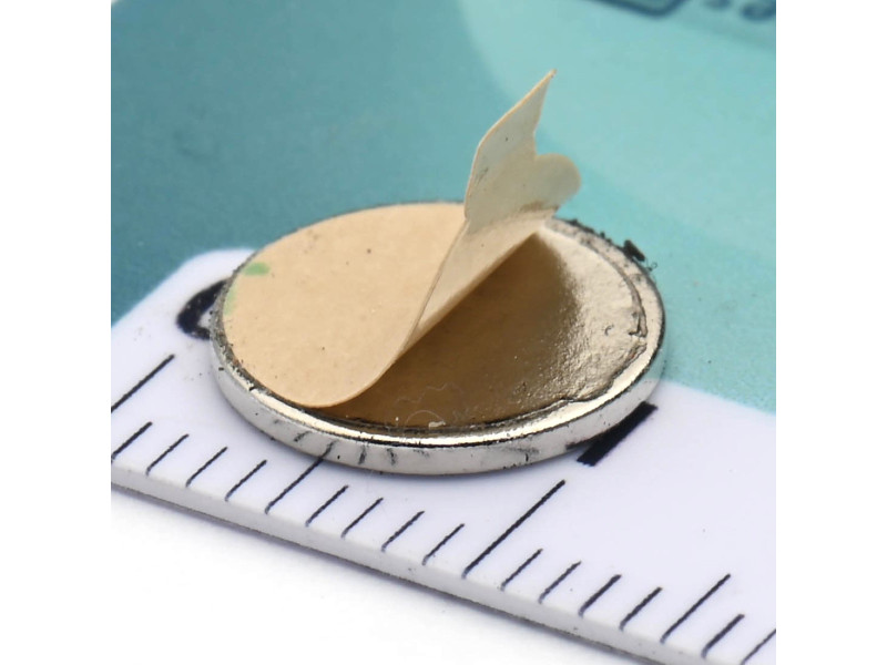 D10 x 1 / N38 - Neodymmagnet (NdFeB) / selvklebende, med tape 3M 467MP