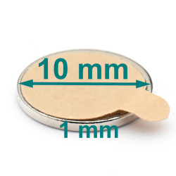 D10x1 självhäftande neodymium tunn magnet