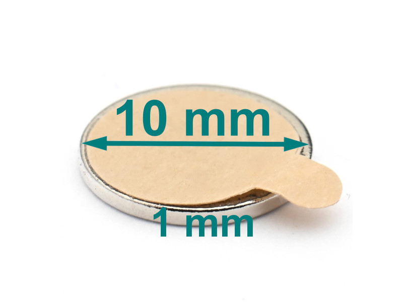 D10x1 självhäftande neodymium tunn magnet