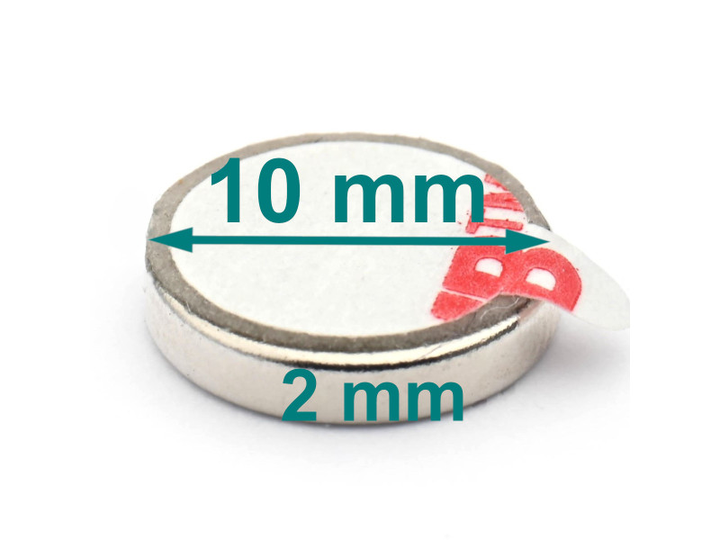 D10x2 selvklebende neodymmagnet på skive