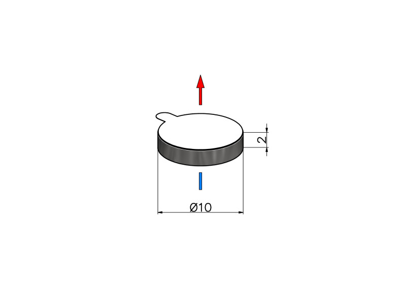 D10 x 2 / N38 - neodimov magnet (NdFeB) / samolepilni, s peno 3M 4920