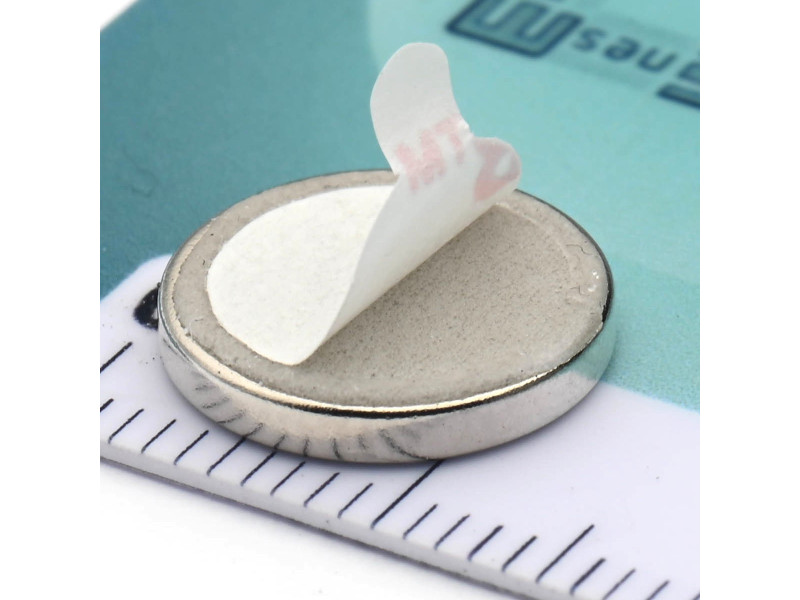 D12 x 2 / N38 - neodimov magnet (NdFeB) / samolepilni, s peno 3M 4920