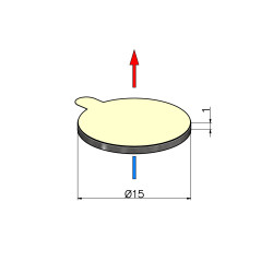 D15 x 1 / N38 - Neodymmagnet (NdFeB) / selvklebende, med tape 3M 467MP