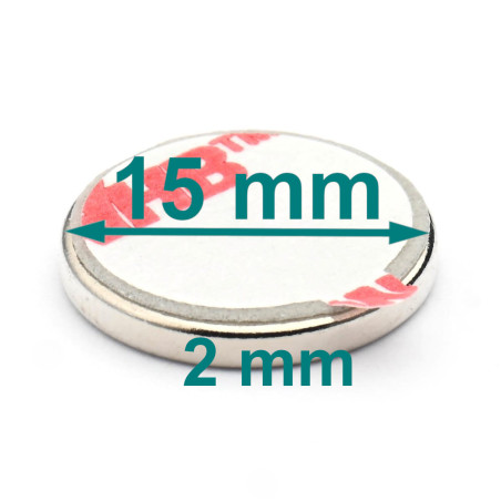 D15 x 2 / N38 - Neodímium mágnes (NdFeB) / öntapadós, habszivacsos 3M 4920