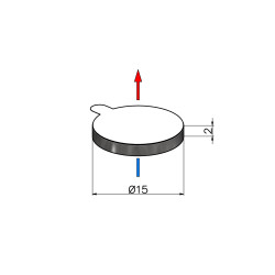 D15 x 2 / N38 - Neodymmagnet (NdFeB) / selvklebende, med skum 3M 4920