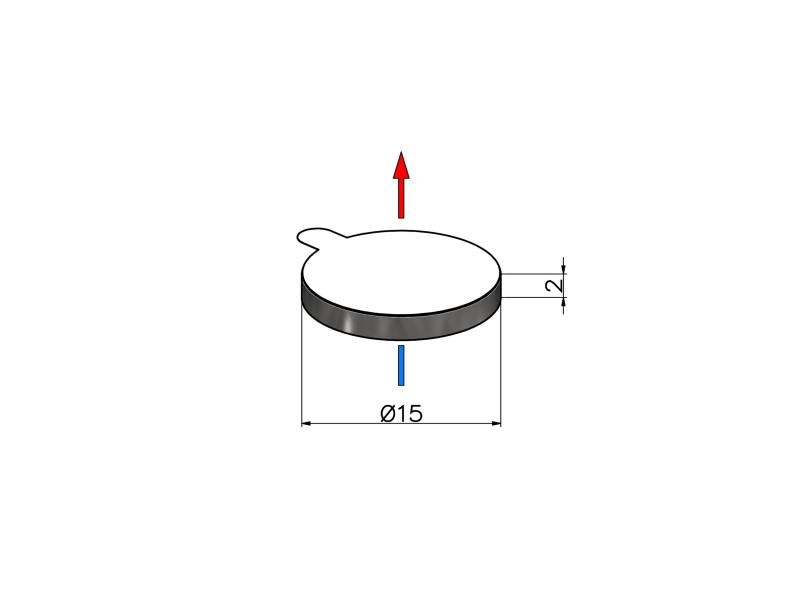 D15 x 2 / N38 - Neodymmagnet (NdFeB) / selvklebende, med skum 3M 4920