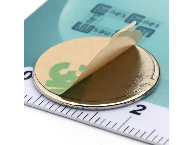 D20 x 1 / N38 - Neodymmagnet (NdFeB) / selvklebende, med tape 3M 467MP