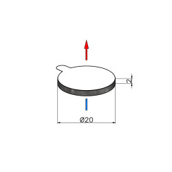 D20 x 2 / N38 - Neodymmagnet (NdFeB) / selvklebende, med skum 3M 4920
