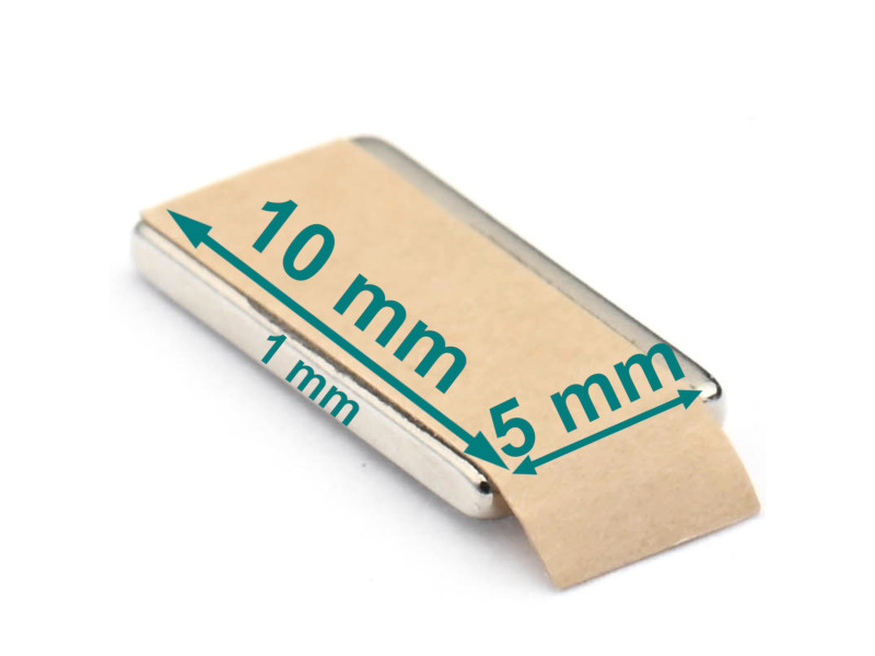 selvklebende neodymium-blokkmagnet 10x5x1