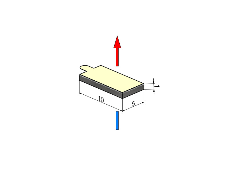 10 x 5 x 1 / N38 - Neodymiummagnet (NdFeB) / selvklebende, med tape 3M 467MP