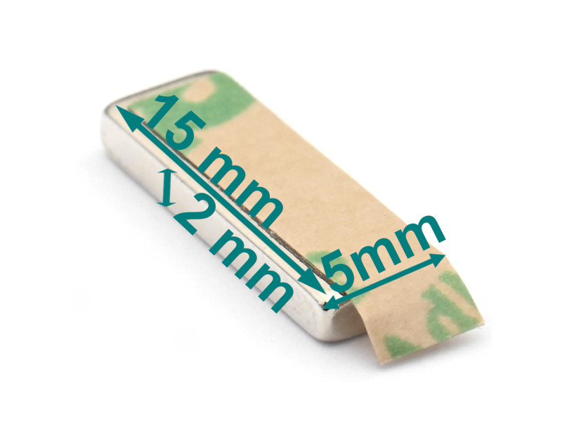 15x5x2 självhäftande neodymiummagnet