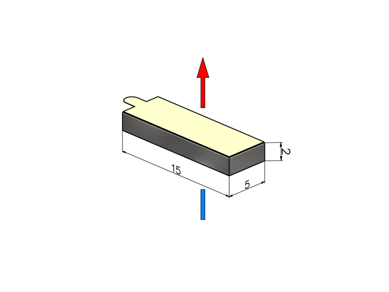 15 x 5 x 2 / N38 - Neodymiummagnet (NdFeB) / selvklebende, med tape 3M 467MP