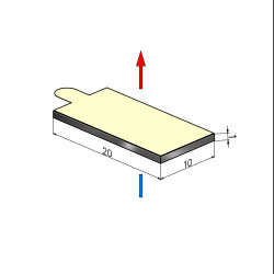 20 x 10 x 1 / N38 - Neodimov magnet (NdFeB) / samolepilni, s trakom 3M 467MP