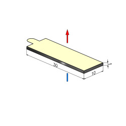 30 x 10 x 1 / N38 - Neodymmagnet (NdFeB) / selvklebende, med tape 3M 467MP