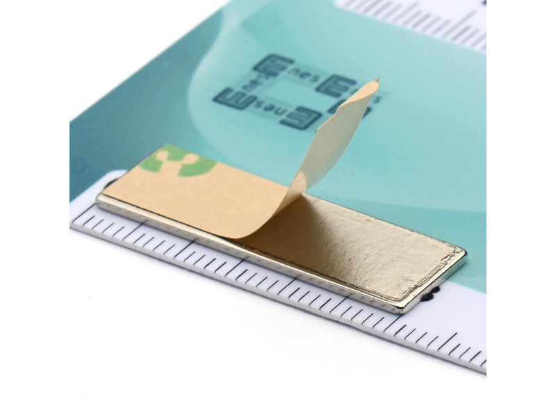 30 x 10 x 1 / N38 - Neodymmagnet (NdFeB) / selvklebende, med tape 3M 467MP