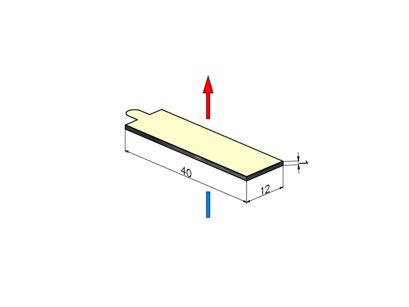 40 x 12 x 1 / N38 - Neodimov magnet (NdFeB) / samolepilni, s peno 3M 4920