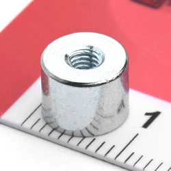 Magnet, diameter 8 mm, M3 innvendig gjenge, høyde 6 mm, neodymium
