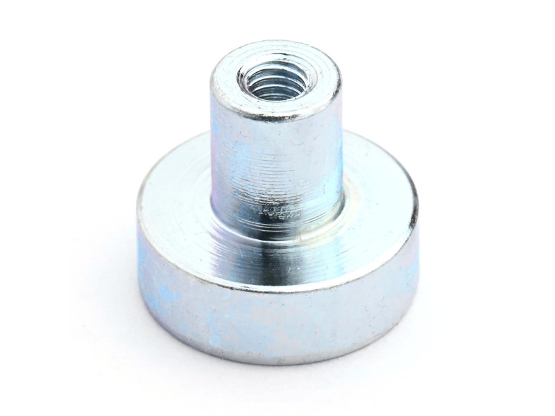 Magnet i hus, diameter 13 mm, med skruehylse M3 - neodymium